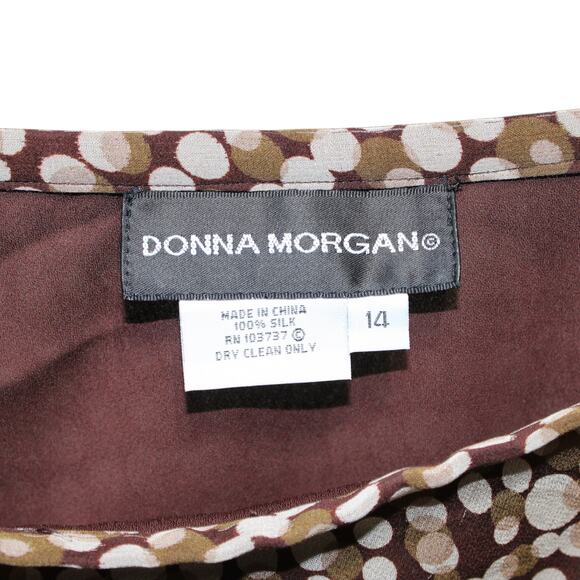 100% Silk Donna Morgan Skirt Set Size 14 Brown Vintage - Picture 9 of 16